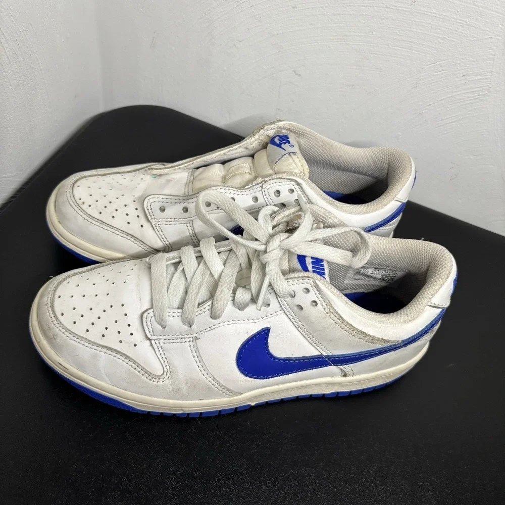*Nike DUNK Low White Royal Blue Kids Shoes GS 5Y/6.5 Women's DH9765-105 Sneakers